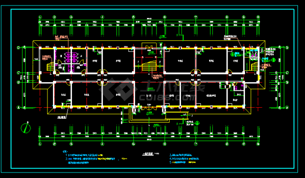 某工厂综合楼扩出施工设计全套CAD图-图二
