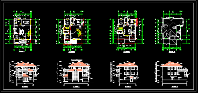 某三层别墅CAD建筑扩出图带结构.模型_图1