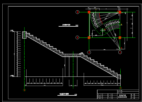小区实用旋转楼梯全套cad平立面设计大详图纸-图二