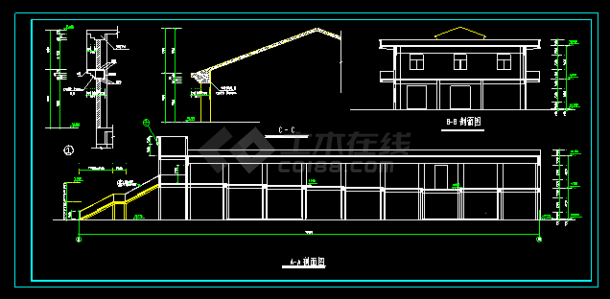 食堂综合楼扩出全套施工设计CAD图-图二