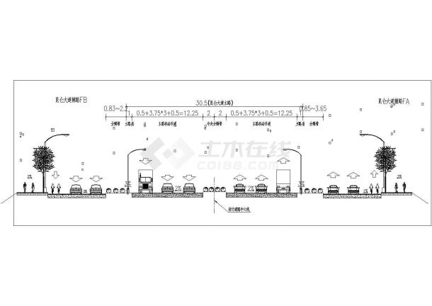 广西昆仑大道立交桥CAD平面布置图 -图二