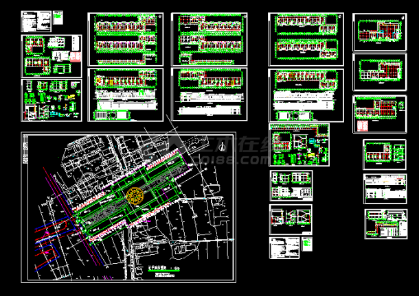 某商业步行街建筑CAD施工设计图及效果图-图一