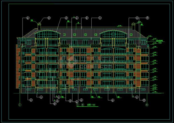 某小区六层住宅楼建筑方案设计CAD施工图-图二