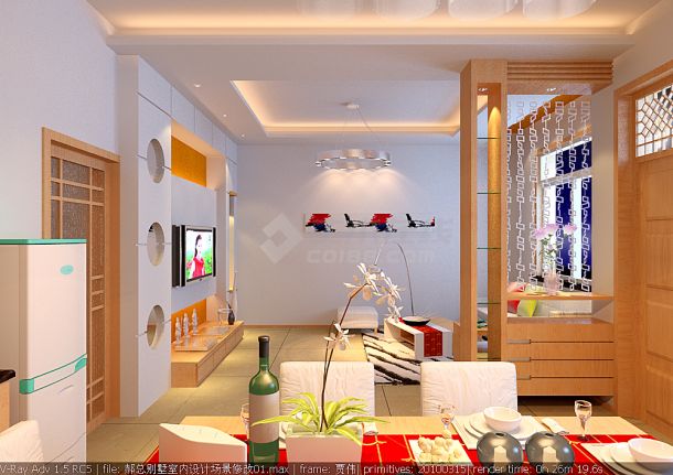 现代风格二层别墅室内设计方案cad平立面图（含效果）-图一