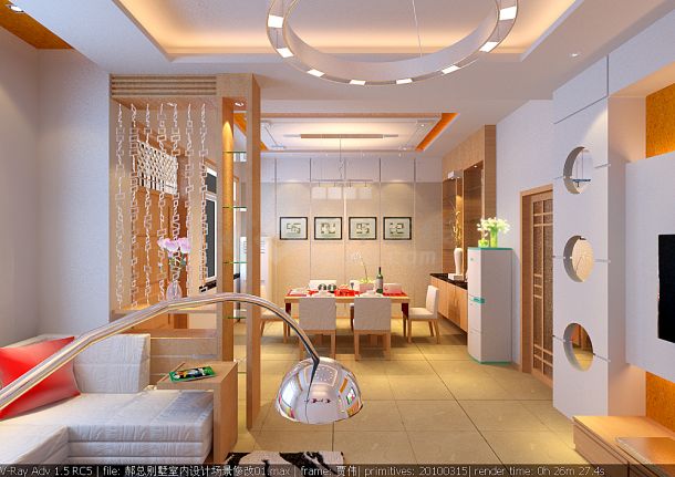 现代风格二层别墅室内设计方案cad平立面图（含效果）-图二