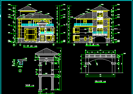 两套仿古别墅建筑CAD设计施工图纸-图二