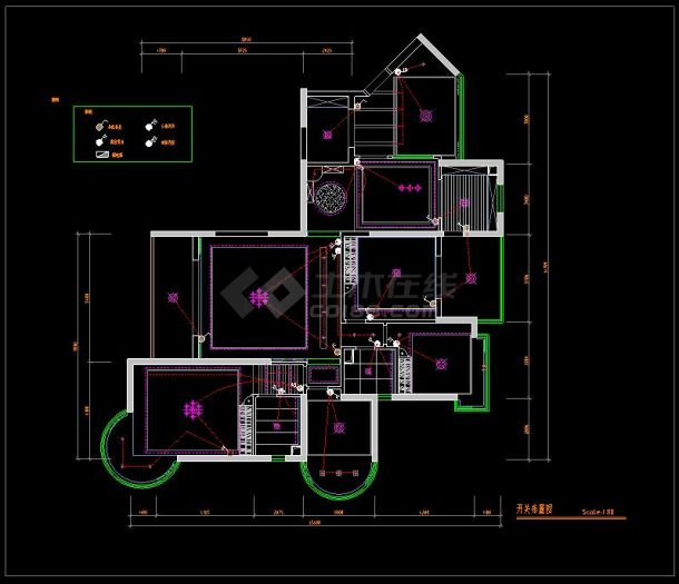 某小区四房两厅高档住宅装修设计CAD施工图-图二