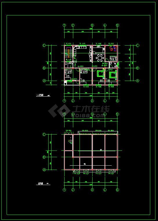 某小区住宅楼建筑方案设计CAD平面图-图二