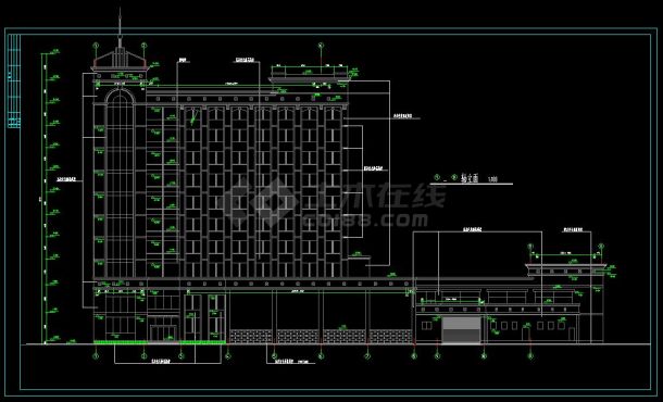 某地银行大楼建筑方案设计CAD施工图-图二