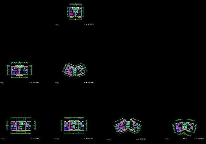 某楼盘V字形住宅楼户型设计方案CAD图_图1