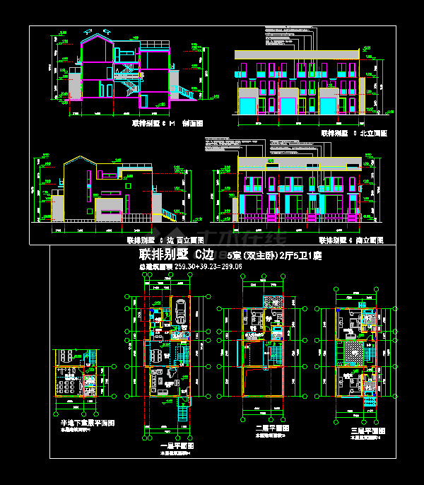 德式小别墅方案设计CAD平立剖面施工图-图一