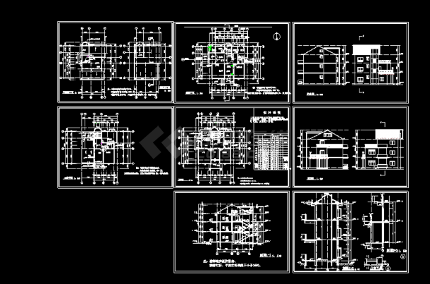 单栋别墅建筑CAD平立剖面设计图-图一