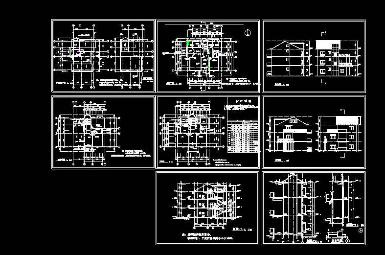 单栋别墅建筑CAD平立剖面设计图