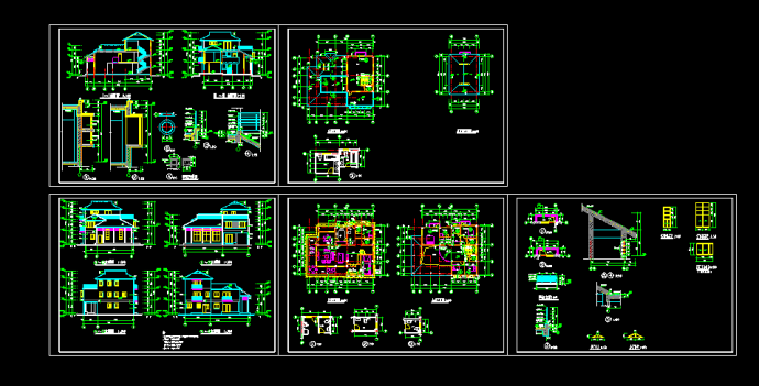 多层别墅建筑CAD平立剖面设计图_图1