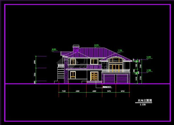某二层别墅建筑设计CAD方案图纸-图二