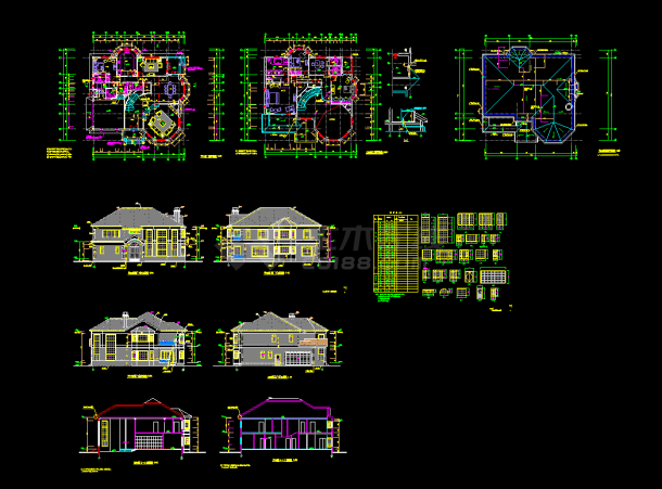 钢结构别墅建筑CAD平立剖面设计图-图一