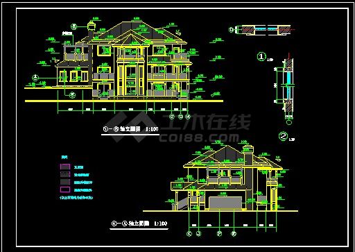 某高档别墅全套设计CAD建筑图纸-图二
