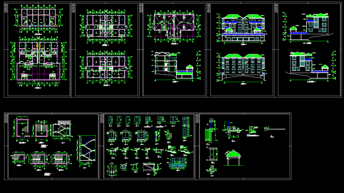 广东别墅设计全套CAD平立剖面图_图1
