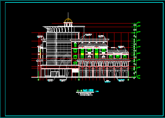 滨江新区新桥村小区会所建筑设计cad图（含建筑说明）-图二