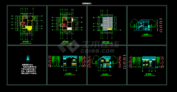 家庭小别墅CAD平立剖面设计施工图-图一