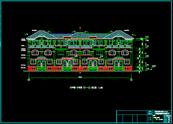 金碧骏鸿花园低密度住宅CAD平立面施工图-图二