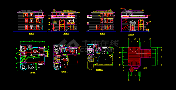 经典别墅方案CAD平立面设计施工图-图一