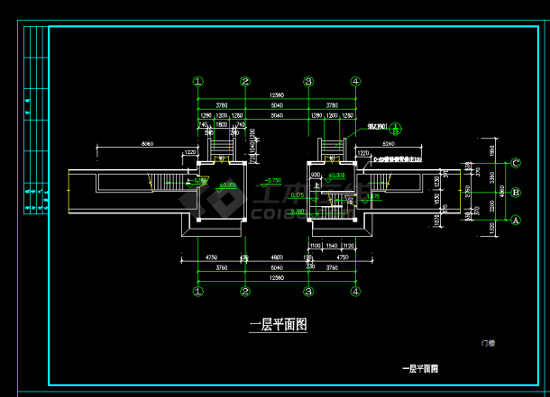 某地某古建筑两层山门设计cad建施图-图二