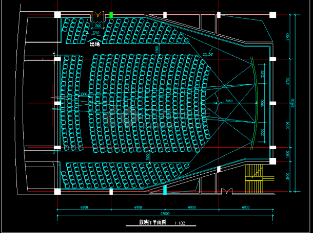上海某大型电影院建筑施工设计平面图-图一