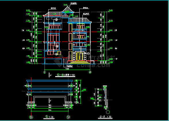 某市高级独栋别墅建筑CAD设计施工图纸-图二