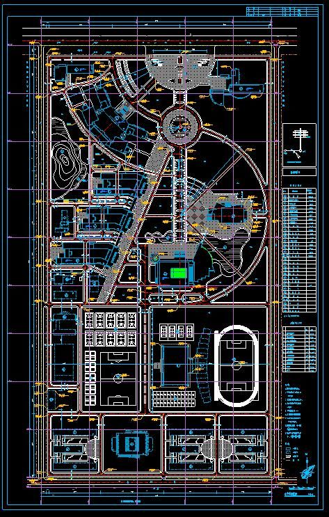 西安某学院新校区总平面规划cad图-图一
