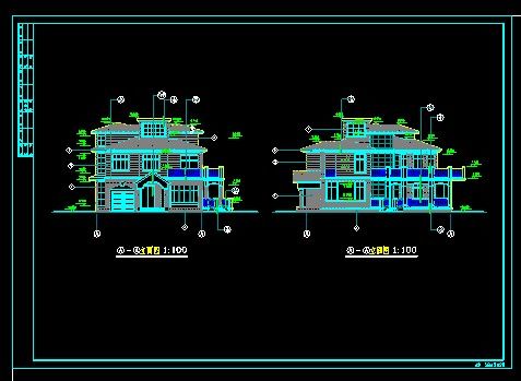 小型别墅建筑设计施工CAD详情图纸-图二