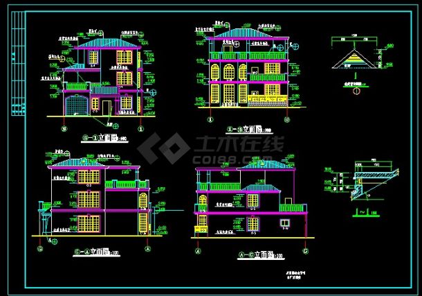 长沙某别墅建筑施工CAD详情套图-图二