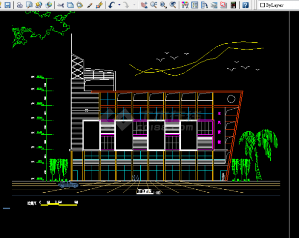 某六层商业建筑设计方案全套CAD平立面图-图二