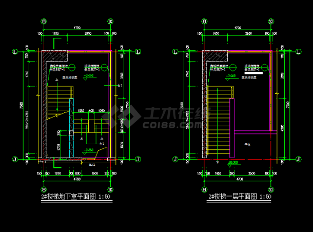 别墅楼梯设计及施工方案全套CAD图纸-图二