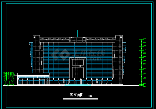 广州三星级商务酒店设计施工建筑cad图纸-图二