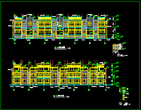 某连排别墅方案建筑CAD施工设计图纸-图二