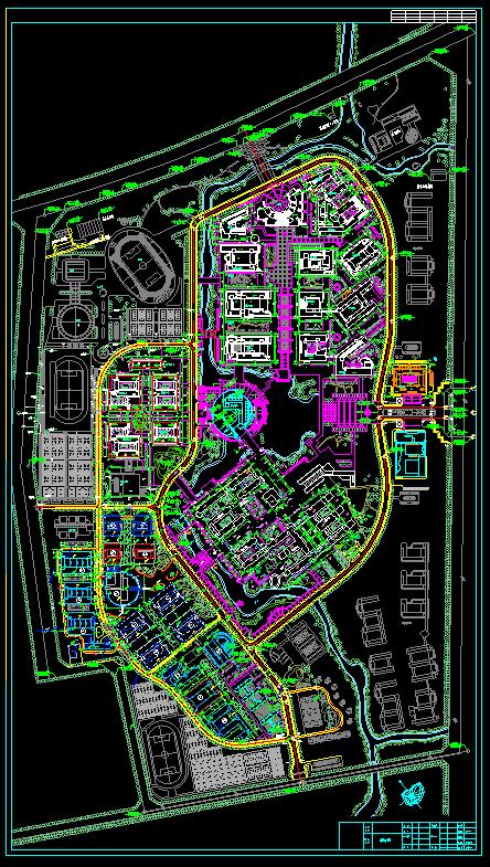 某知名大学校区规划设计cad总平面图_图1