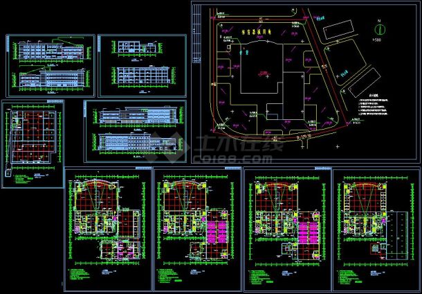 某大学教学楼建筑及校园规划设计cad施工图(含设计说明）-图一