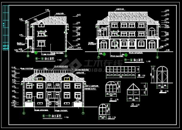 欧式错层别墅建施设计CAD详图图纸-图二
