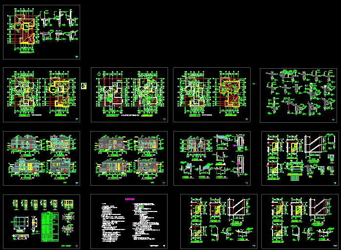 某两层独立豪华别墅CAD施工图纸