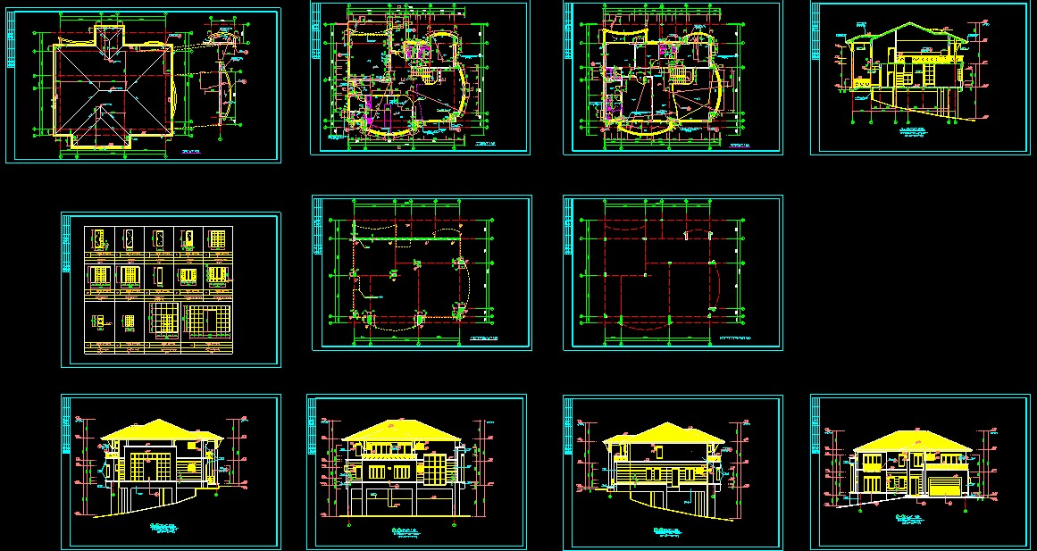 某两层别墅坡地建筑CAD施工图纸