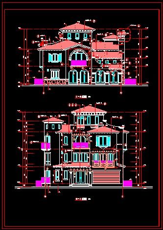 深圳经典独立别墅施工设计CAD详情图-图二