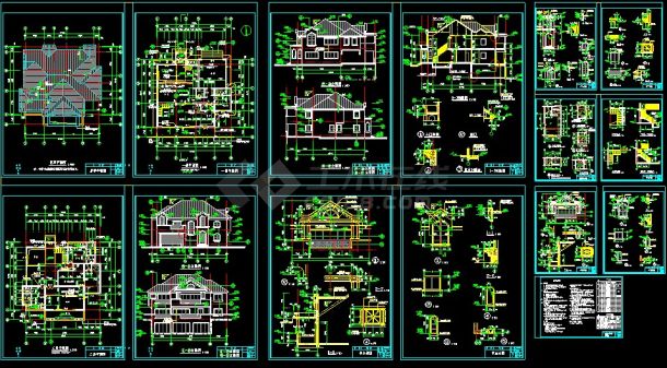 某美式别墅全套设计CAD施工图纸-图一