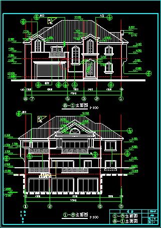 某美式别墅全套设计CAD施工图纸-图二