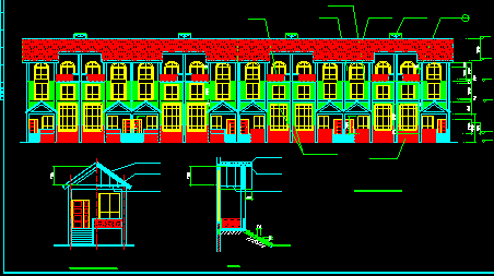 某小区连体别墅建筑CAD设计施工图纸-图二