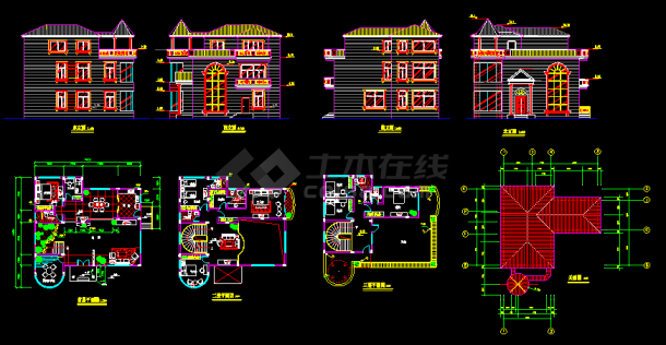 某农村经典别墅建筑CAD方案施工设计图纸-图一