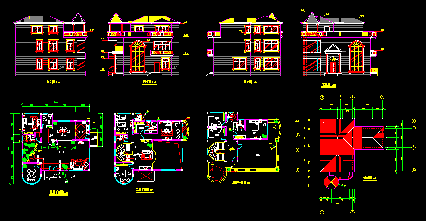 某农村经典别墅建筑CAD方案施工设计图纸