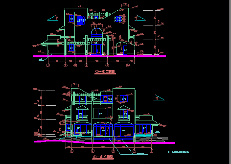 某私人别墅平剖面建筑CAD设计施工图纸-图二