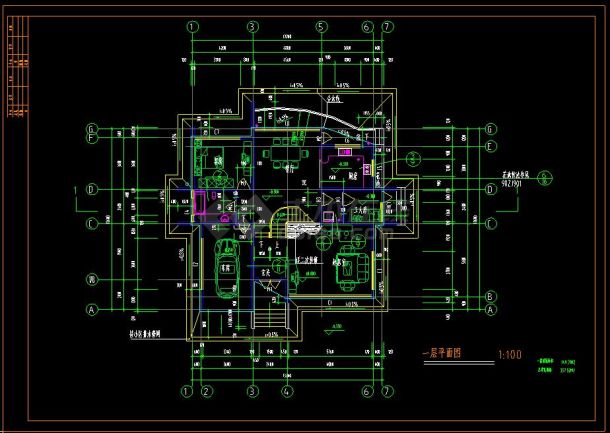 某楼盘豪华别墅建筑设计cad施工方案图(含设计说明）-图二