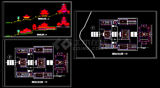 某市大型寺庙建筑CAD施工方案设计图纸-图一